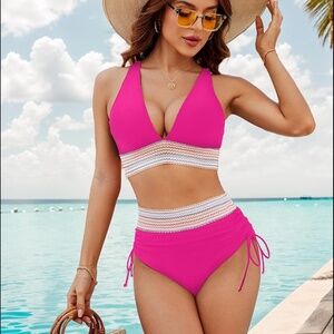 Women's High Waisted V Neck Bikini Set